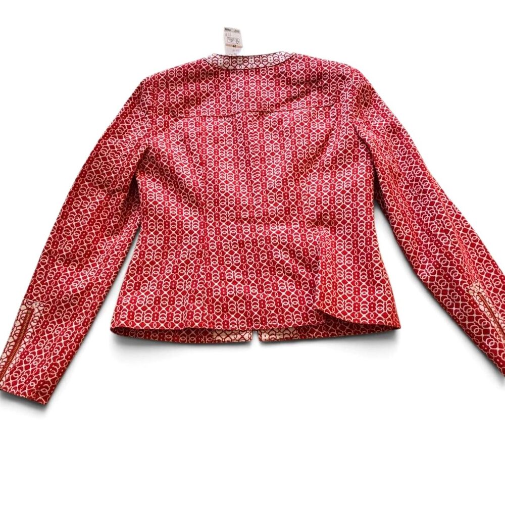 Jones New York Signature Petite Blazer 2P Red White Print Zip Front NWT - Picture 9 of 12